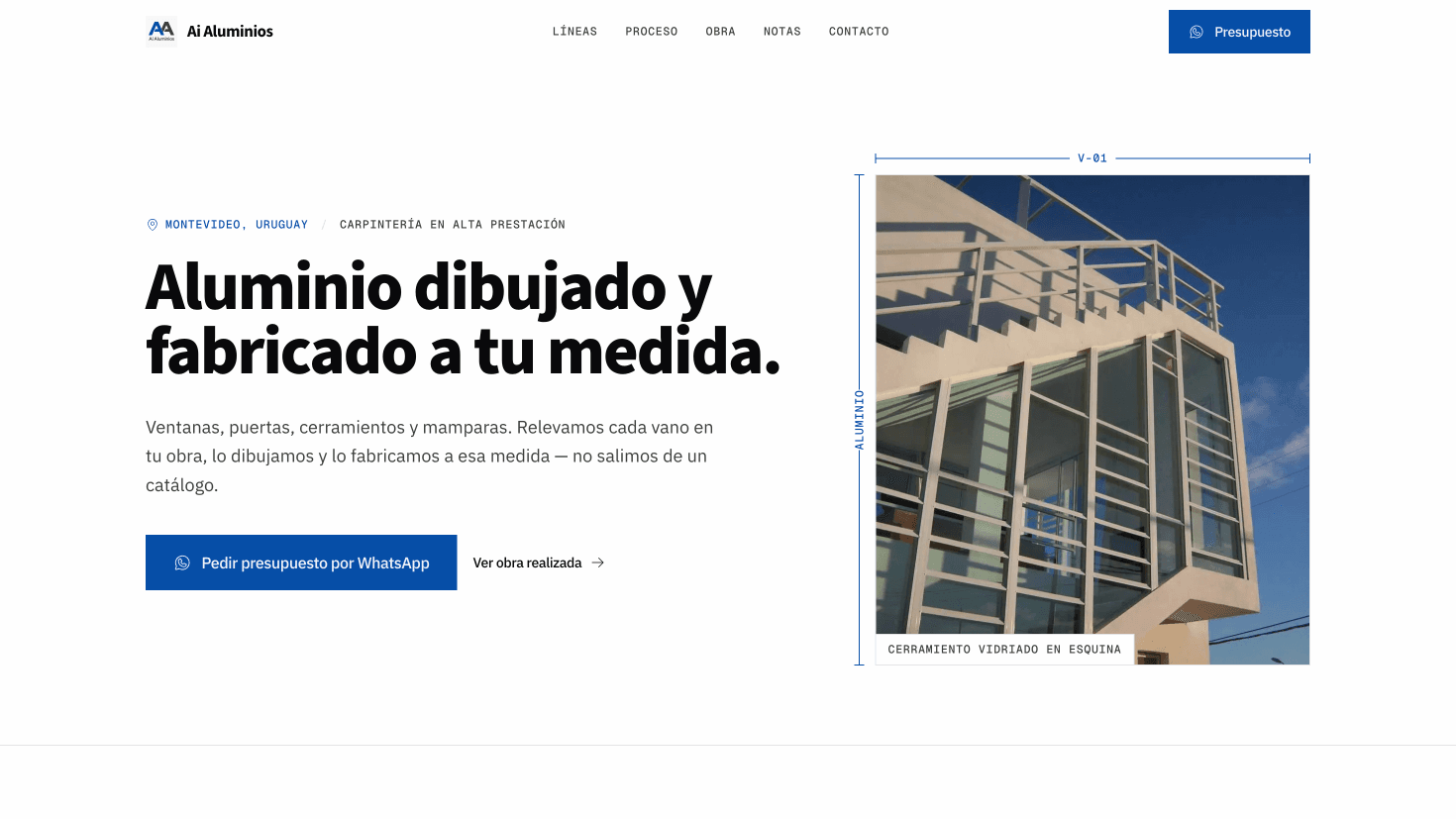 Captura de Ai Aluminios, proyecto desarrollado por Firox