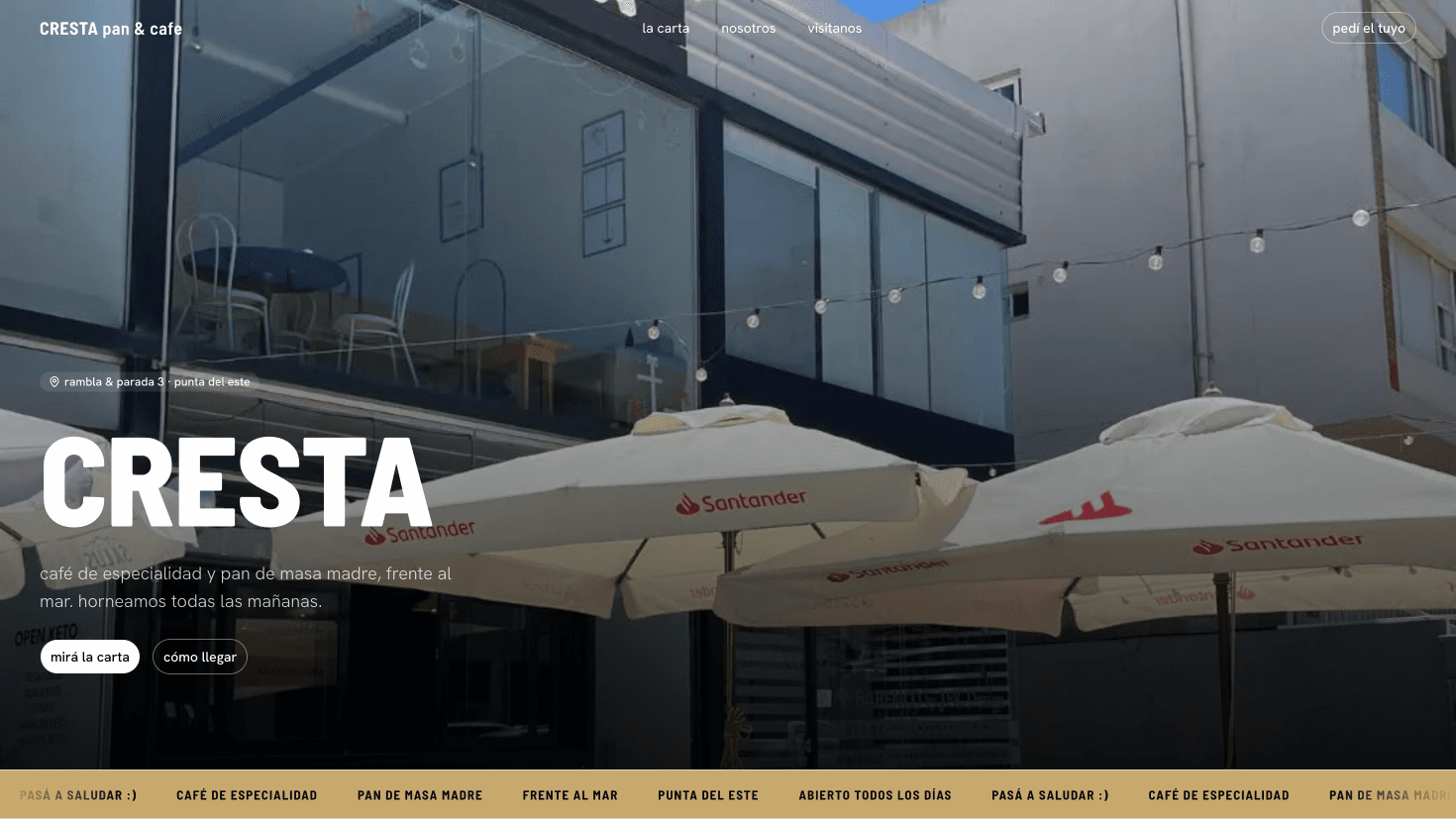 Captura de Cresta pan & café, proyecto desarrollado por Firox