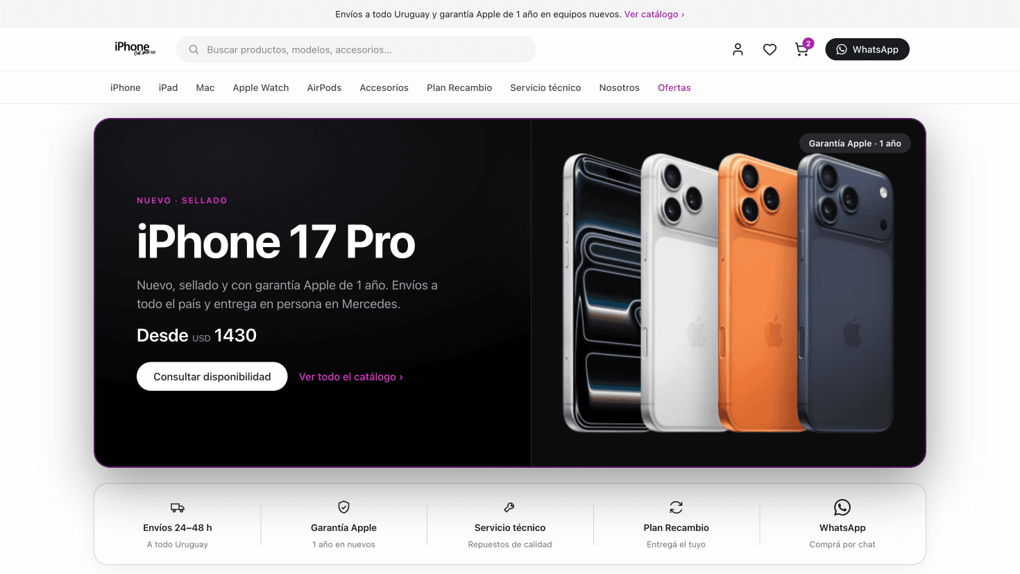 Captura de iPhone Cell Shop, proyecto desarrollado por Firox